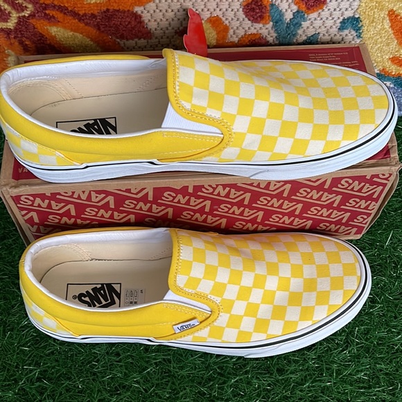 Vans Classic Slip On Checkerboard Cyber Yellow/True White Men’s sneakers - Picture 3 of 16